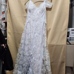 Lace  off the shoulder wedding gown